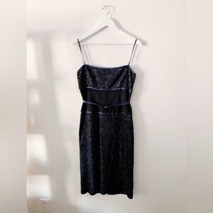 St John Midi Silk & Knit Dress w/ Belt Size 8